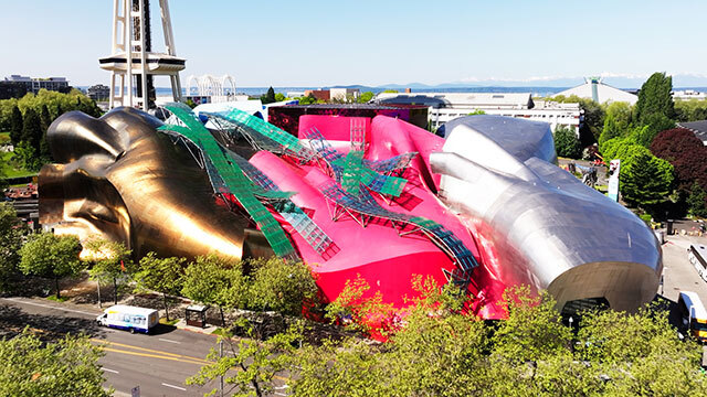 Aerial view of Museum of Pop Culture