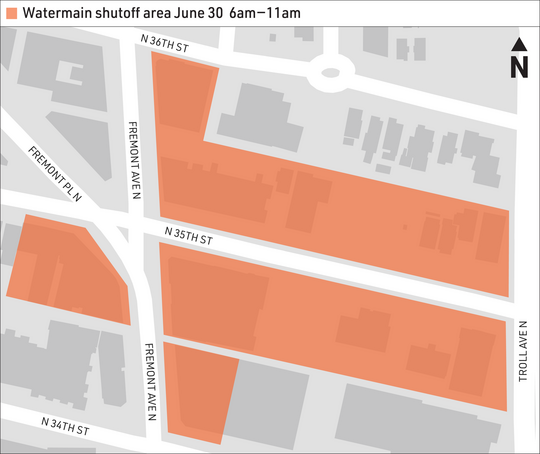Fremont June 30 Water Shut Off Map