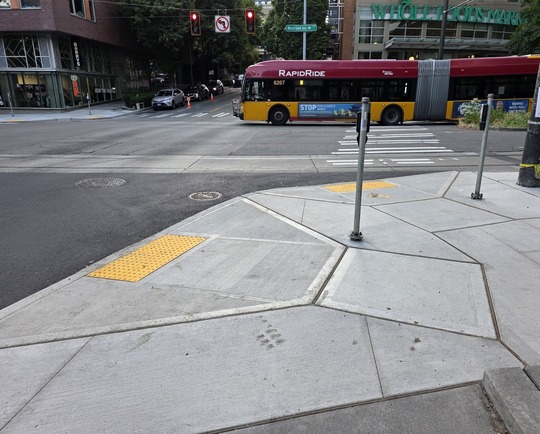 Image showing completed sidewalk work at the corner of Denny Ave and Westlake Ave