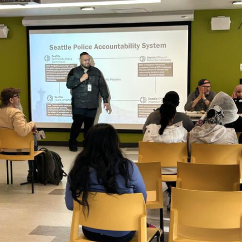 Mario presenting the accountability training presentation