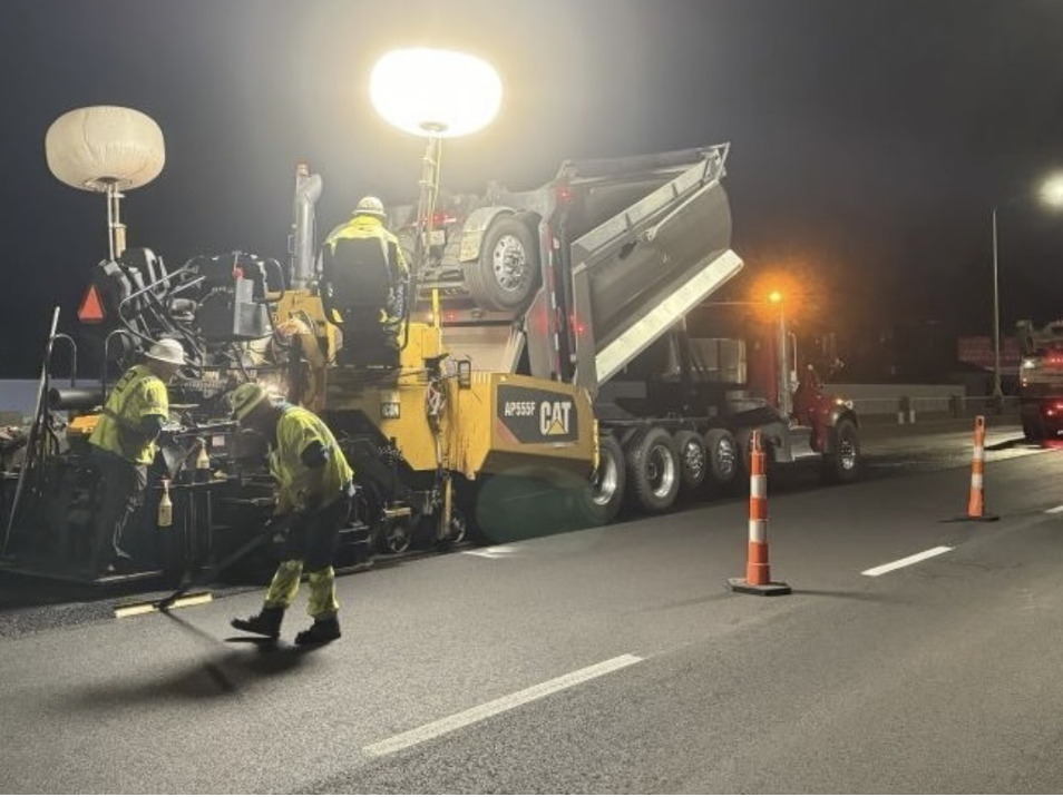 Image showing overnight paving construction