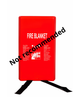 fire blanket with "not recommended" 