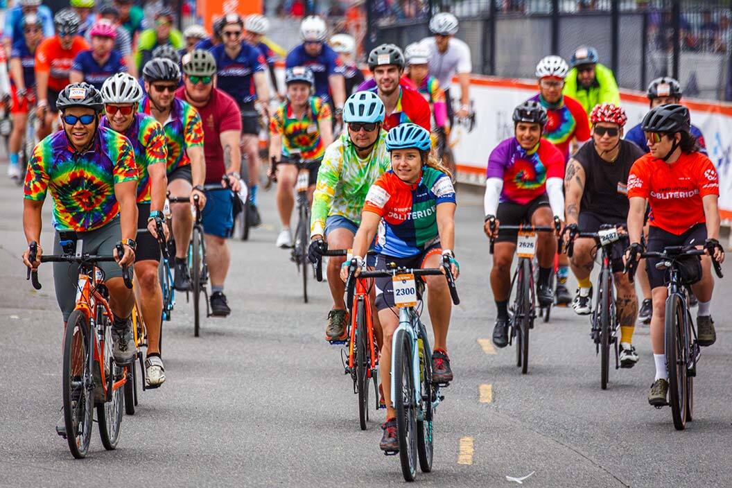 Riders participate in the Fred Hutch Obliteride. Photo courtesy of Fred Hutch Cancer Center.