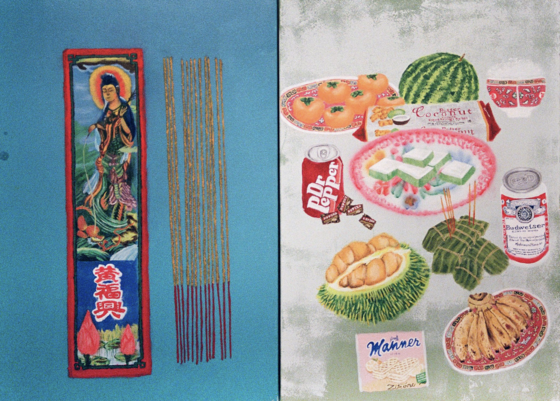 painting of asain grocery items