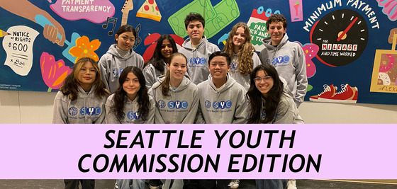Seattle Youth commission with the text Seattle youth commission edition overlaid on the photo