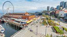 Seattle Waterfront on a sunny day.
