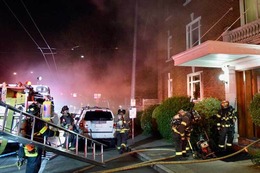 Firefighters responding to a fire