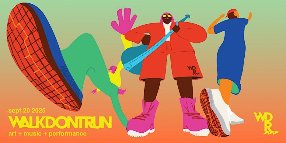 Illustration promo poster for Walk Don't Run art and marathon event