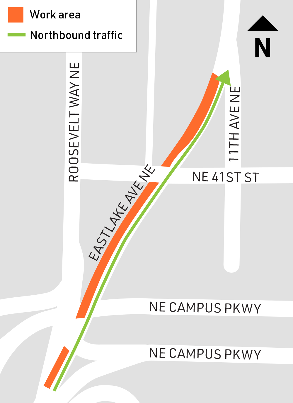 The paving area on the west side of Eastlake Ave NE. 