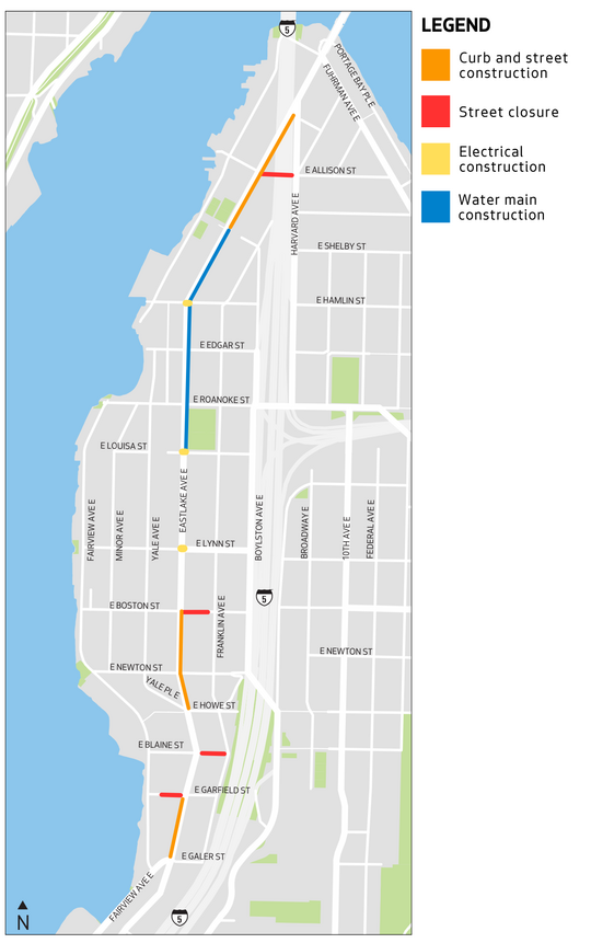 Map of construction in Eastlake 