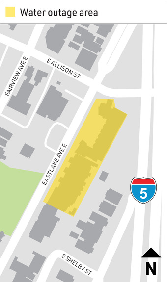 The properties highlighted in yellow will experience water outages on the night of November 3 due to valve repairs.