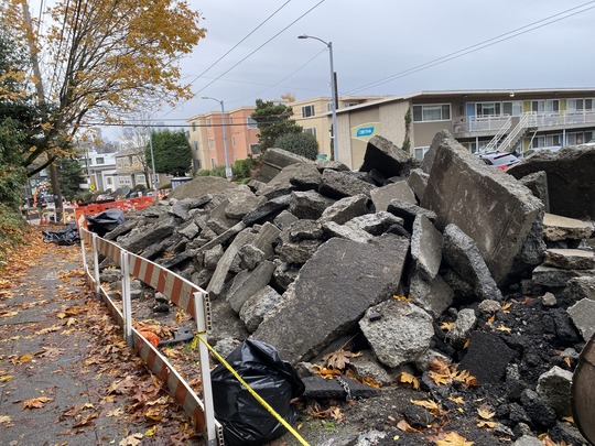 Demolished concrete on Eastlake Ave E.