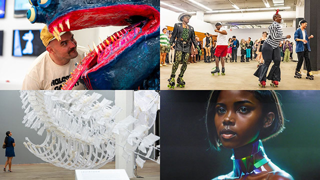 A quadtych of various art photos from Cannonball Arts