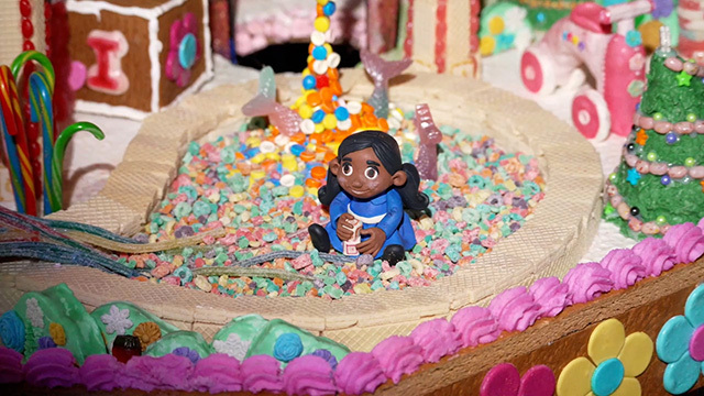 A scene from a Gingerbread Village in the Sheraton Grand Seattle