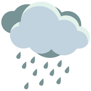 Clipart of two gray rain clouds with raindrops falling