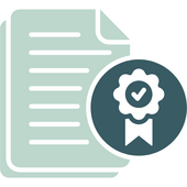 Clipart graphic of document with a seal with checkmark