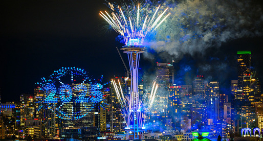 New Year's Eve fireworks show at the Space Needle