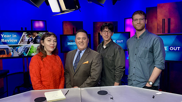 City Inside/Out host Brian Callanan with Erica C. Barnett, Greg Kim, and Nate Sanford