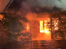 House fully engulfed in fire