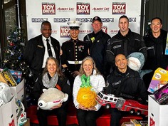Seattle Fire personnel with US Marines for Toys for Tots
