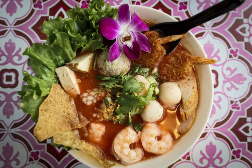 Thai pink soup is one of the specials at E-Jae Pak Mor, a Thai restaurant