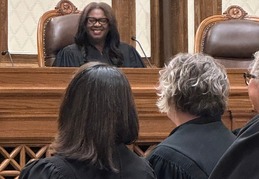 SMC Presiding Judge Anita-Crawford-Willis gives opening remarks to newly and re-elected municipal court judges