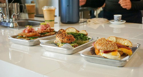 Three bagels sandwiches