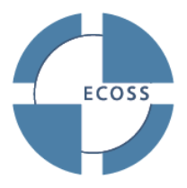 ECOSS logo features a circle with blue pie-shaped pieces