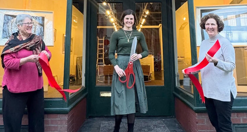 Grand opening ribbon cutting for Gallery No. 85 in Pioneer Square