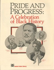 Cover of a Black History Month brochure with portrait drawings of key figures in Black history