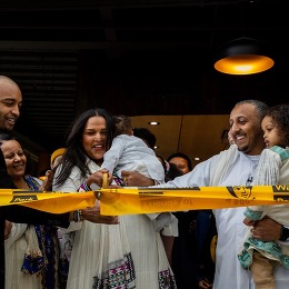 Smiling guests at Boon Boona Coffee opening