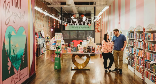 Beguiled Books owner and founder Ashley Adair, left, and her husband, Zach Adair