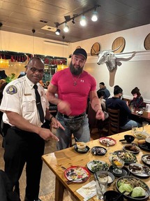 Fire Chief Scoggins and WWE star Braun Strowman