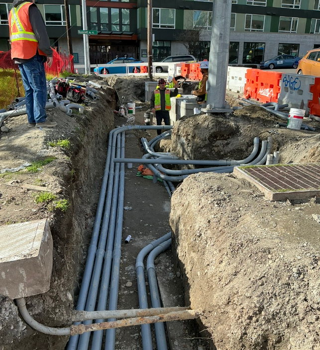 New electrical wires under Roosevelt Way NE. 