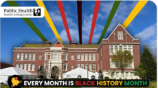 Picture of Northwest African American Museum with two logos: 1) Public Health Seattle King County and 2) Every Month is Black History Month