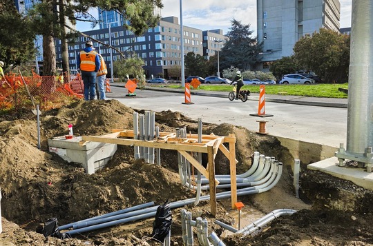 New electrical wires are being installed in the University District.  