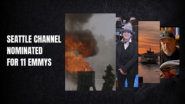 A four-image photo montage announcing Seattle Channel Emmy nominations