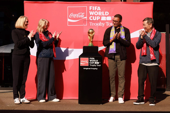 Officials unveil the original FIFA Men’s World Cup Trophy at Victory Hall in Seattle