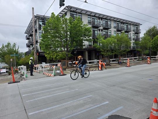 The west side of Eastlake Ave E, near Armistice Coffee, is being made ready for new concrete as progress continues.   