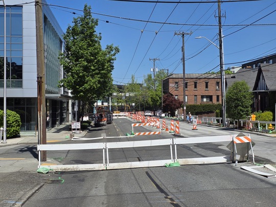 We have switched sides along Eastlake Ave E. You will see us breaking up the old street between E Shelby St and E Edgar St.  