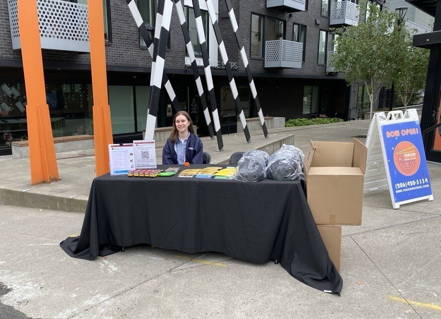 Our team set up two booths in Eastlake for the Lime bike and scooter helmet giveaway