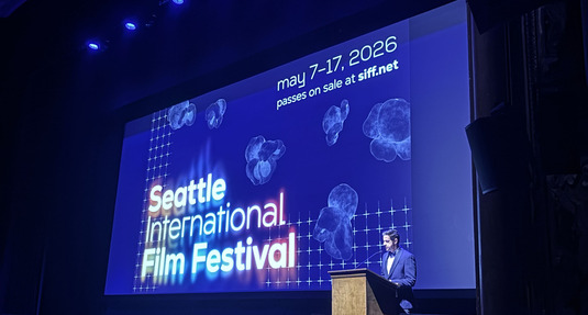 Seattle Office of Economic Development Acting Director Beto Yarce speaking at the Seattle International Film Festival
