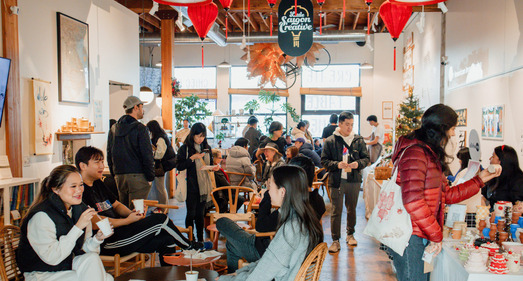People chatting and shopping during Meet the Maker event in Little Saigon