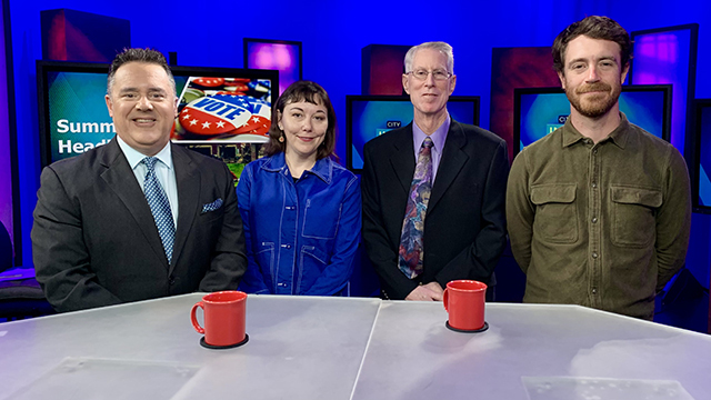 Brian Callanan with journalists Erica C.Barnett, Jerry Cornfield,and  David Kroman.