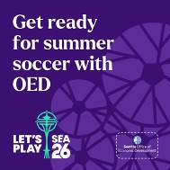 Purple soccer tournament graphic