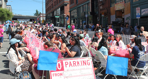 People participating in the breaking the Guinness World Record for the "Largest Dim Sum Meal" in the C-ID