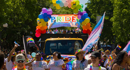 Pride parade in Downtown Seattle