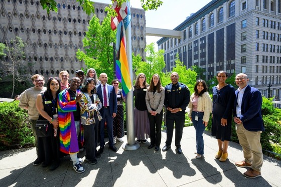 city employees in front of city hall