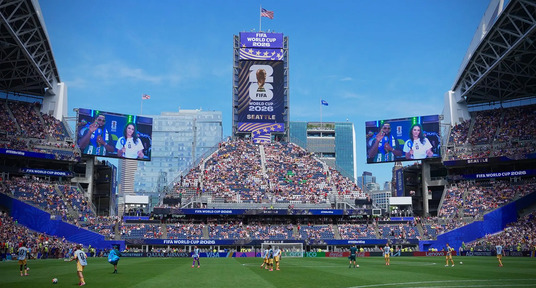 Player warming up before a 2026 FIFA Men's World Cup match at Seattle Stadium