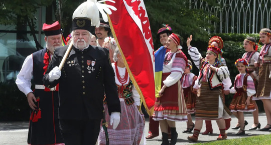 The Polish parade to the at the Seattle Center to start the Polish Festival